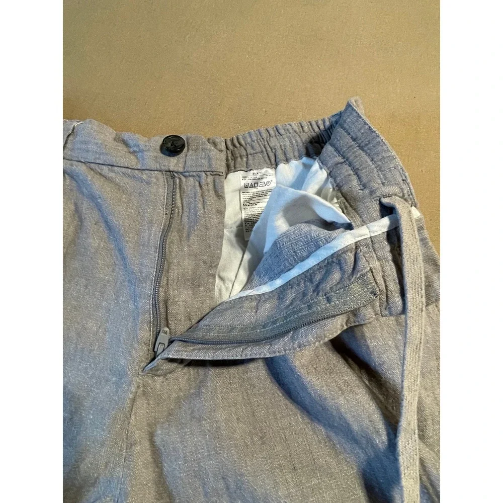 Banana Republic Slim Fit Linen Blend Men's Pants 31x30 Khaki Elastic Coastal